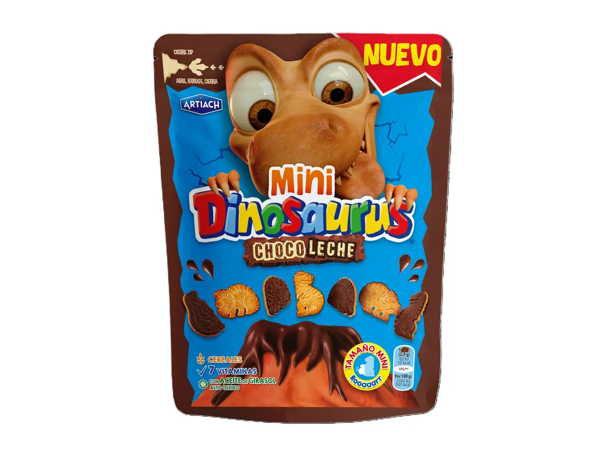 Bolachas Artiach mini dinos chocolate de leite 100 g
