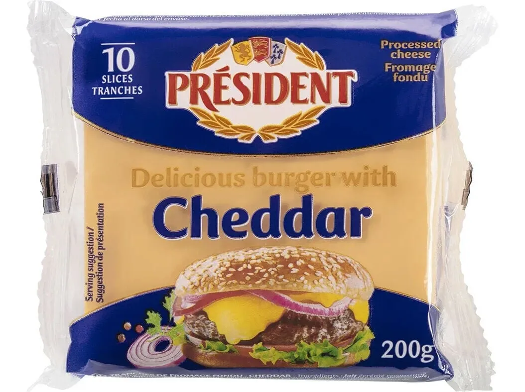Queijo fundido cheddar President 10 fatias 200 g