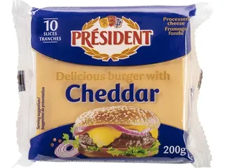 queijo fundido cheddar president 10 fatias 200g