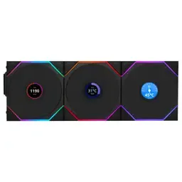 Ventoinha 120mm Lian Li UNI FAN TL120 LCD Wireless RGB Reverse PWM Preta (Pack 3)