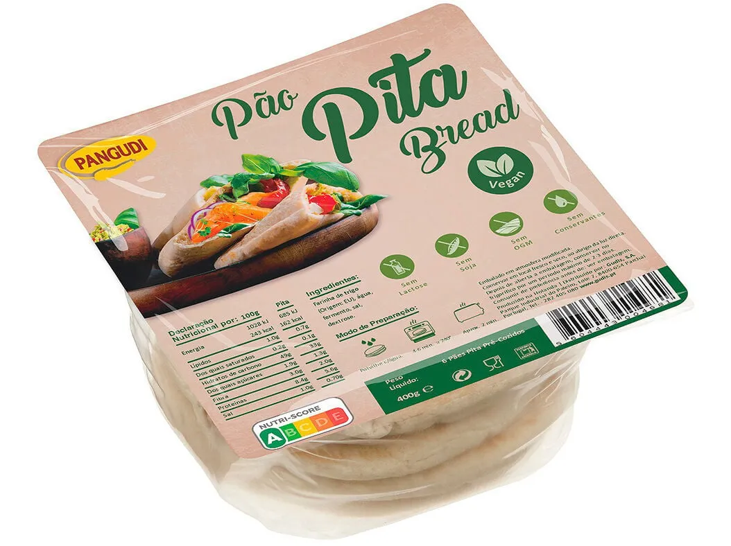 Pão Pangudi pita vegan sem lactose 400 g