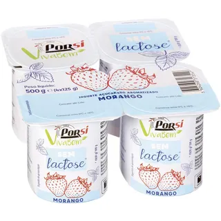 Iogurte Aroma Morango sem Lactose 4x125g Porsi Vivabem