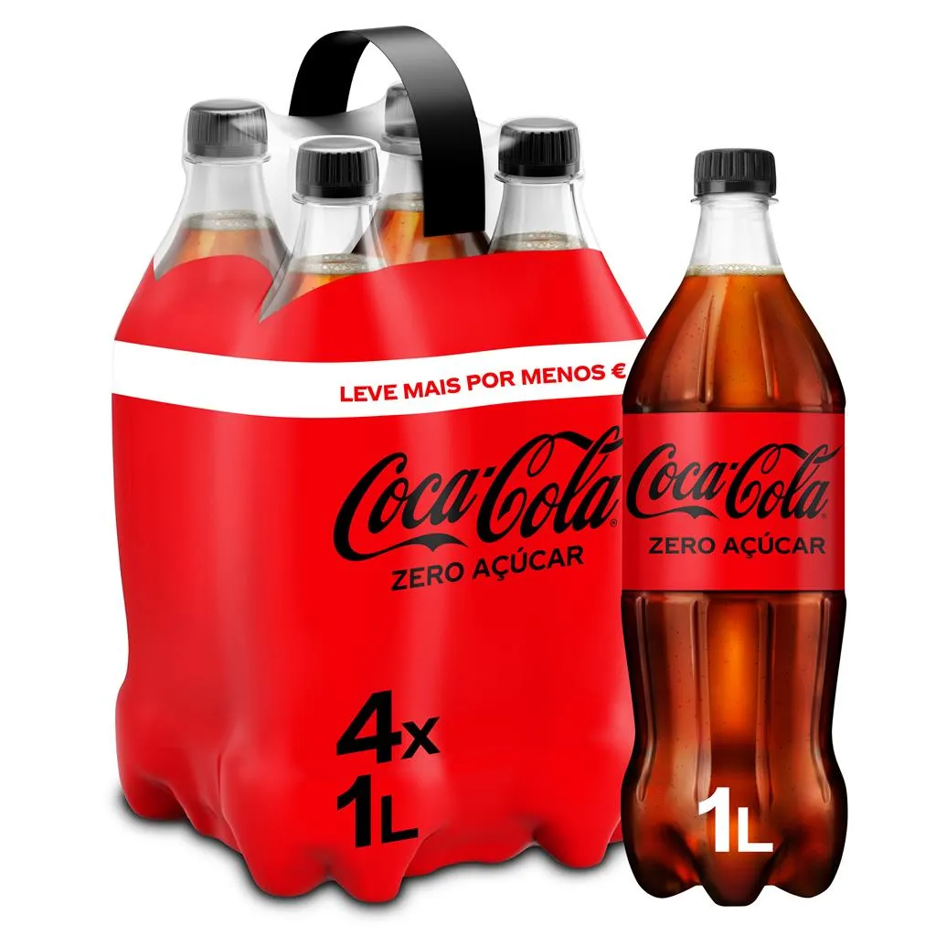 Refrigerante com gás zero, pack 4 x 1l