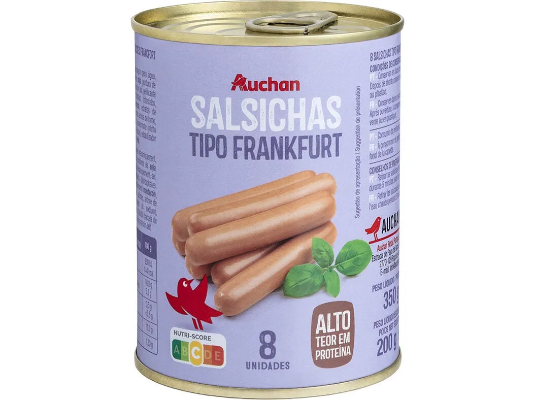 Salsichas Auchan tipo frankfurt 8 uni 350(200)g