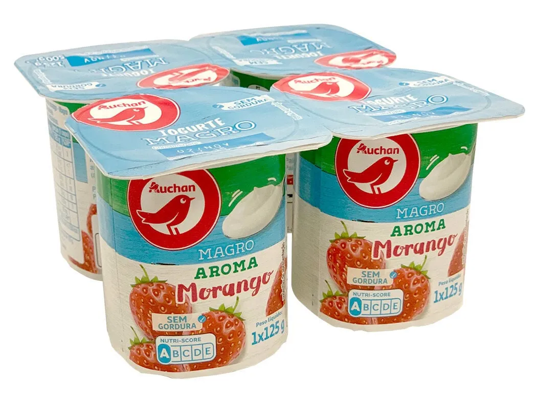 Iogurte Auchan magro aroma morango 4 x 125 g