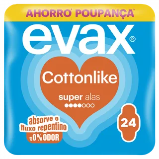Pensos Higiénicos Cottonlike Super com Abas Evax