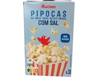 Pipocas micro-ondas Auchan com sal 270 g (3 x 90