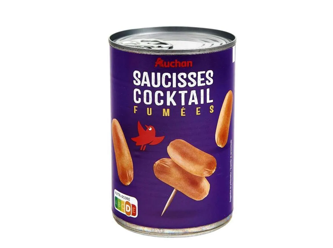 Salsichas Auchan cocktail lata 400(240)g
