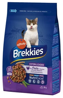 Comida gatos Brekkies esterilizados frango 3 kg