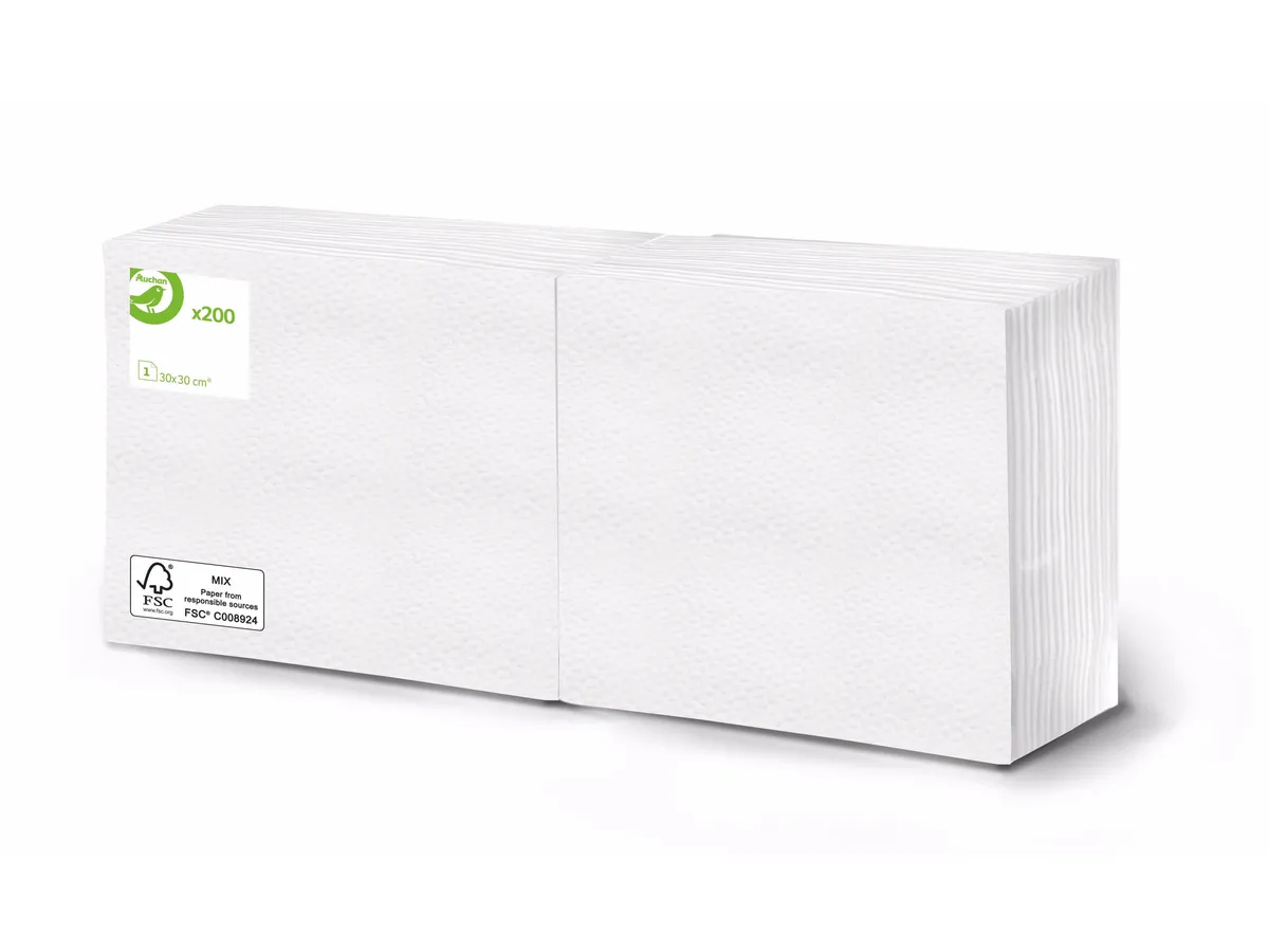 Guardanapos auchan essencial folha simples 30 x 30cm 200 unidades