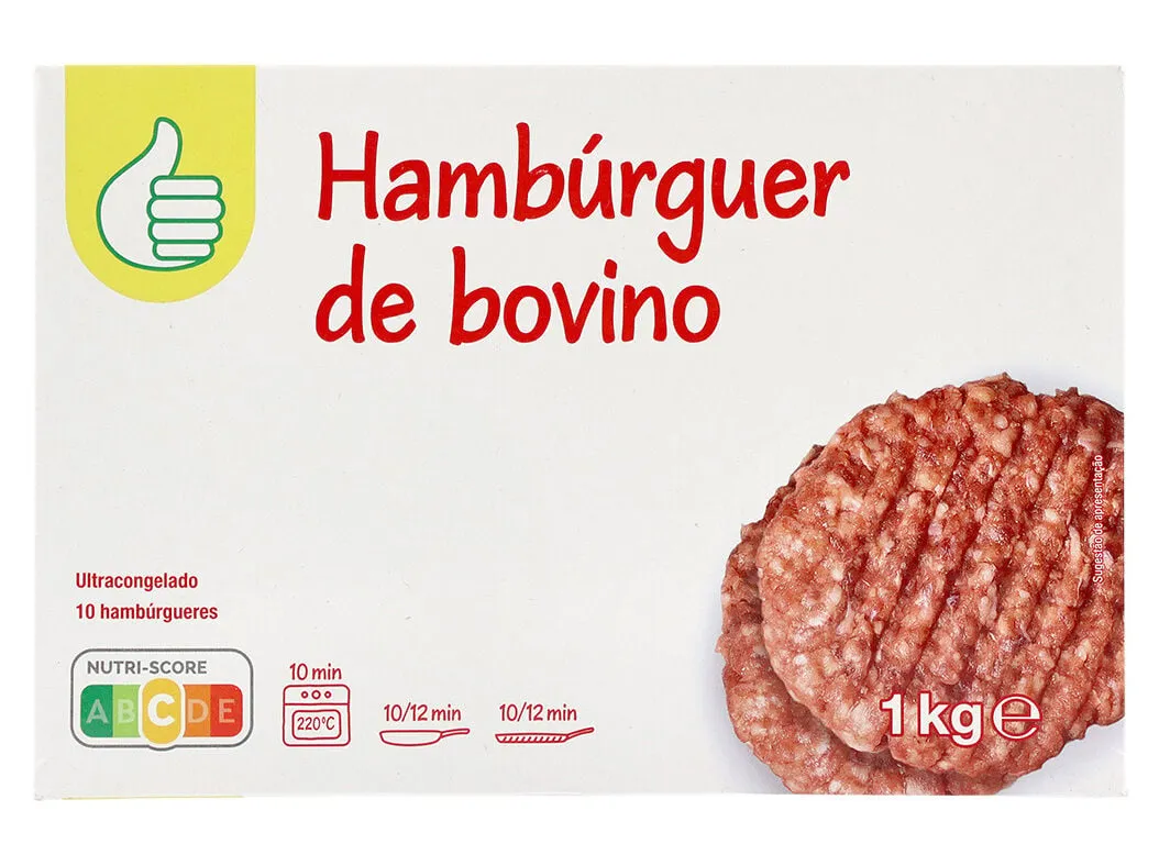 Hambúrguer Polegar 60% bovino 10un 1 kg