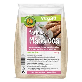 Farinha de mandioca, embalagem de 500g Cemporcento