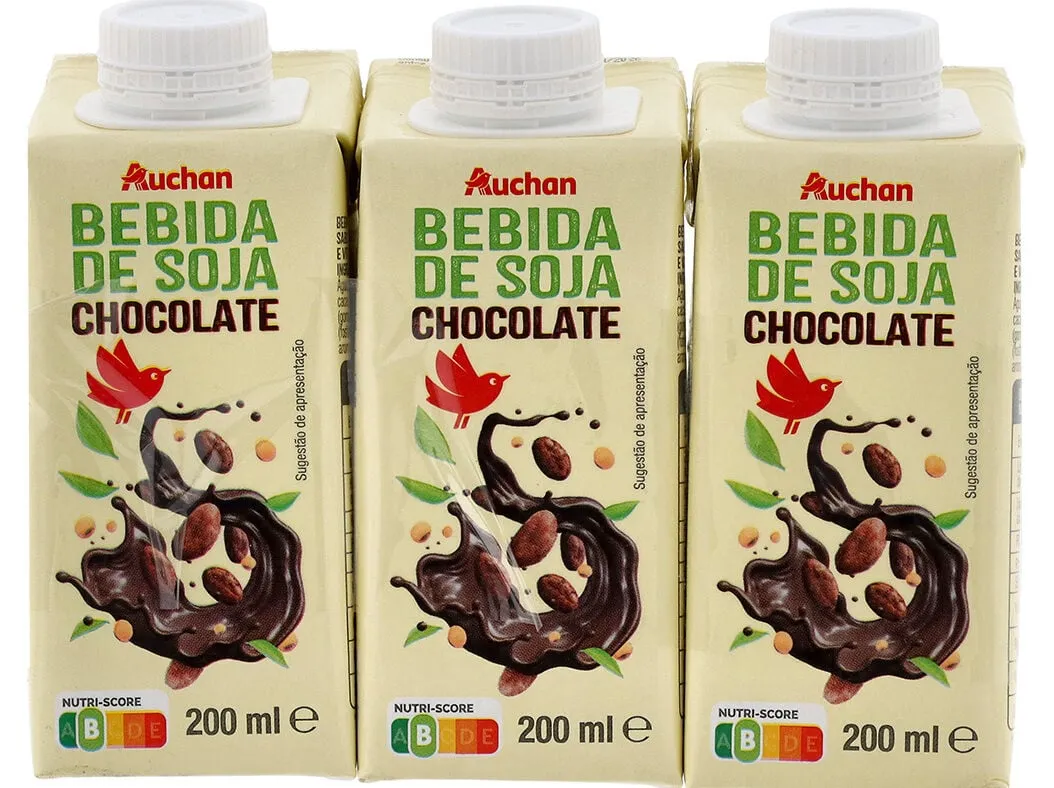 Bebida Auchan soja chocolate 3 x 200 ml
