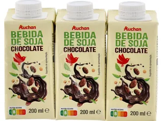 Bebida Auchan soja chocolate 3 x 200 ml
