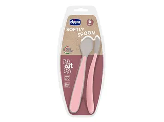 Colher Chicco silicone 6m+ rosa 2un