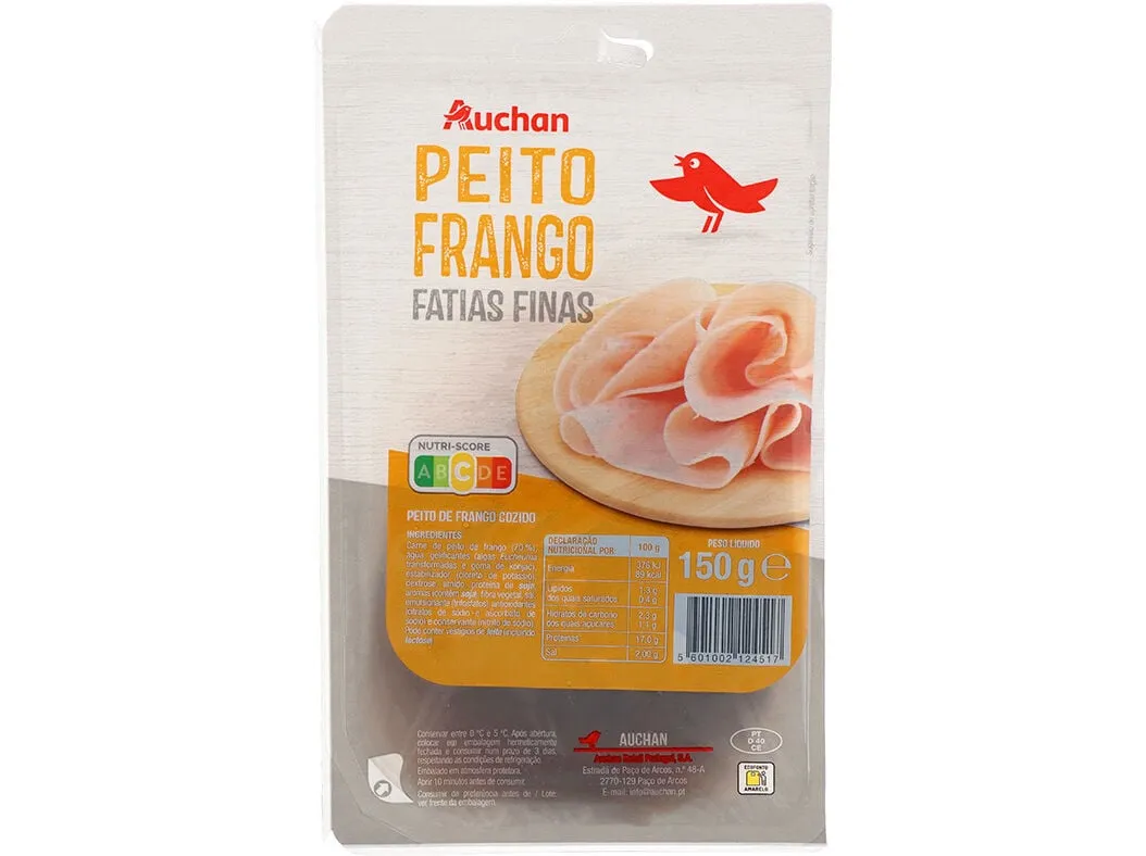 Fiambre de peito frango Auchan fatias finas 150 g