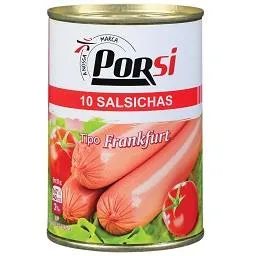 10 salsichas de porco em lata