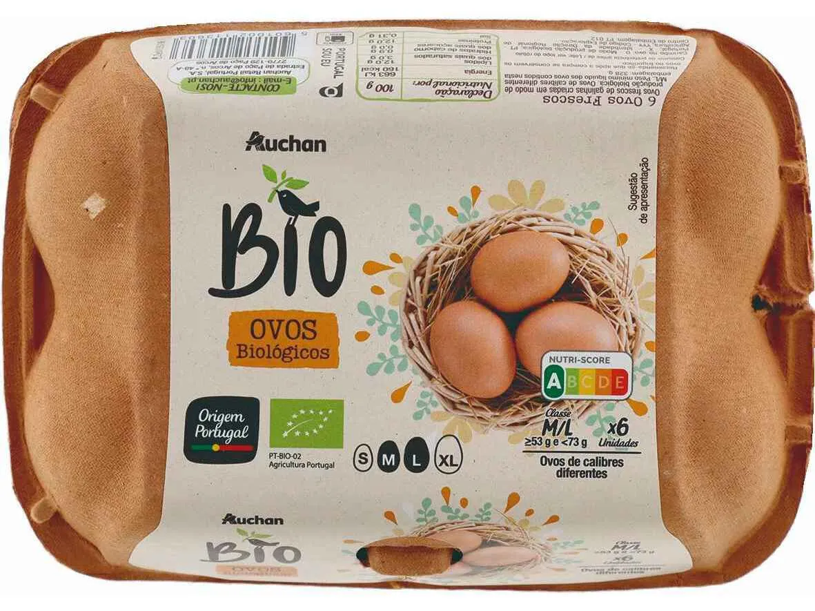 Ovos Auchan BIO classe m/l 6un