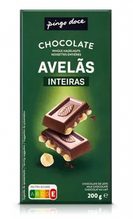 Tablete de Chocolate com Avelãs Inteiras Pingo Doce