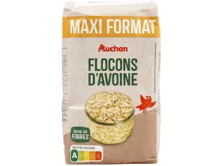 Flocos de aveia Auchan finos e integrais 1 kg