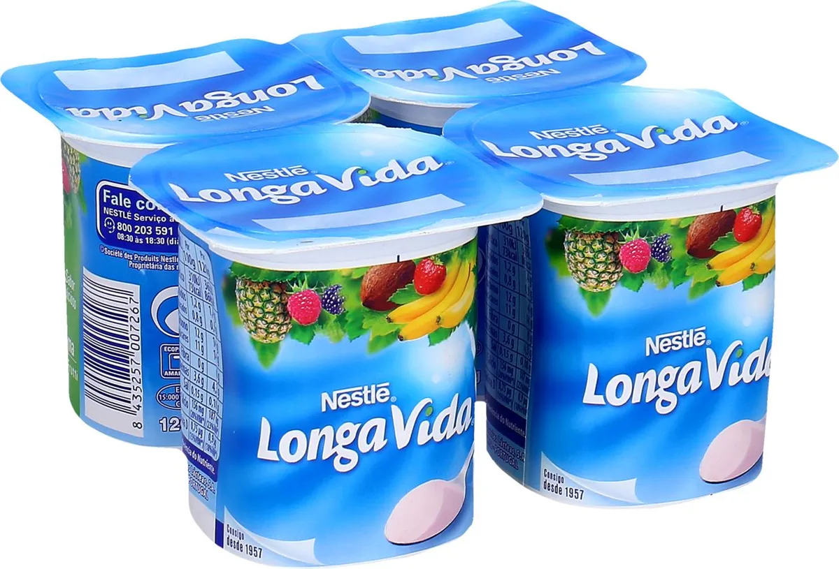 Longa Vida Iogurte Aroma Tutti-Frutti 4 X 120 G