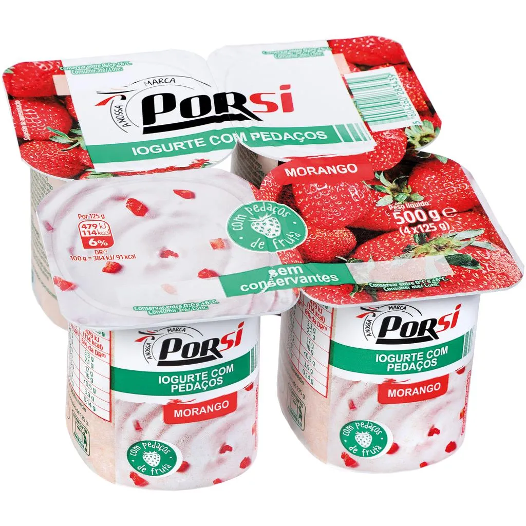 Iogurte Pedaços Morango 4x125g