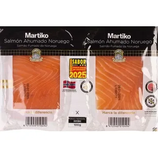 Salmão Fumado da Noruega Pack 2 x 50 g embalagem 100 g - Martiko