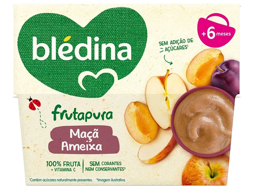 Fruta Bledina 100% ameixa e maçã 4 x 95 g