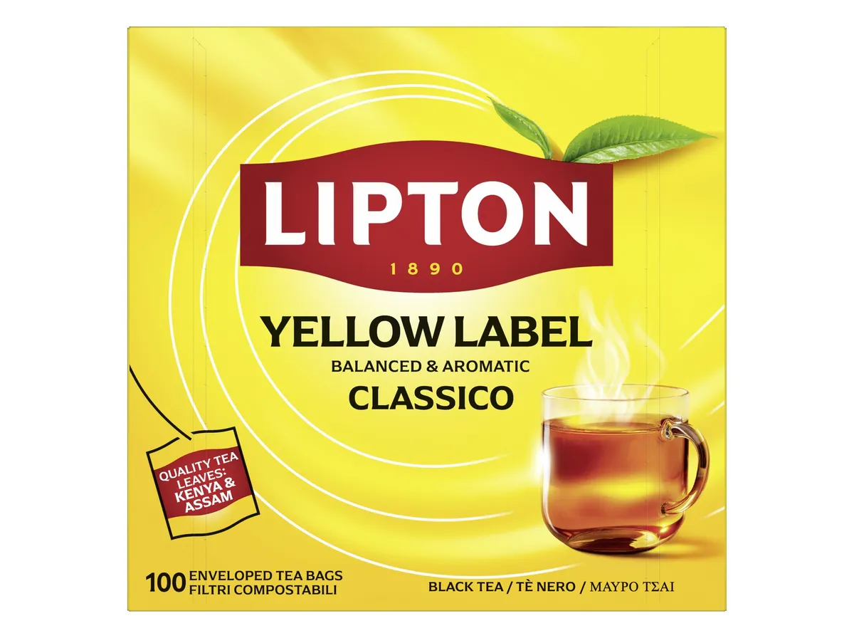 Chá Lipton preto yellow label 100 saquetas