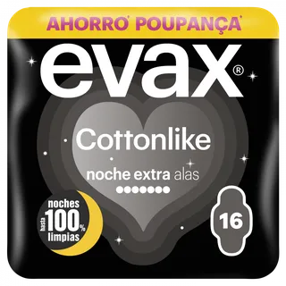 Pensos Higiénicos Cottonlike Noite Extra com Abas Evax