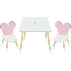 Conjunto Mesa e 2 Cadeiras Madeira Minnie Disney