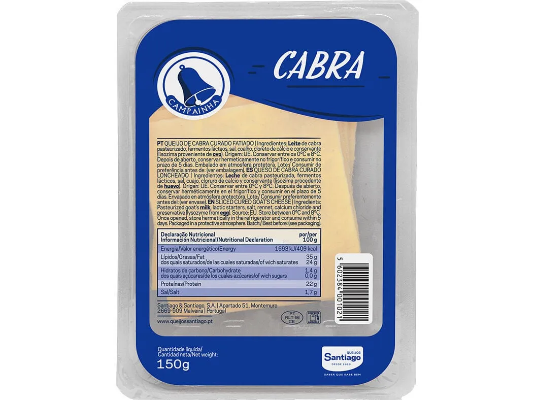 Queijo Campainha cabra curado fatias 150 g