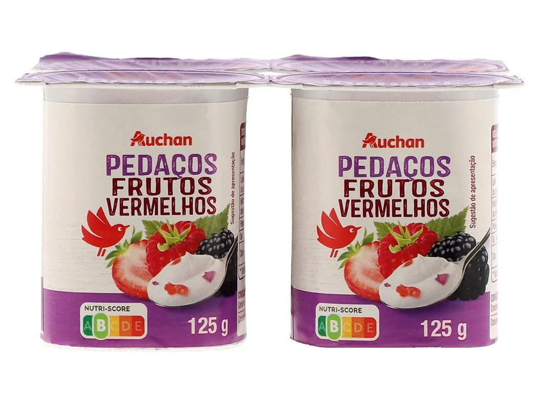 Iogurte Auchan pedaços frutos vermelhos 4 x 125 g