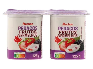 Iogurte Auchan pedaços frutos vermelhos 4 x 125 g