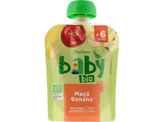 Saqueta de fruta Auchan BABY bio maçã banana 90 g