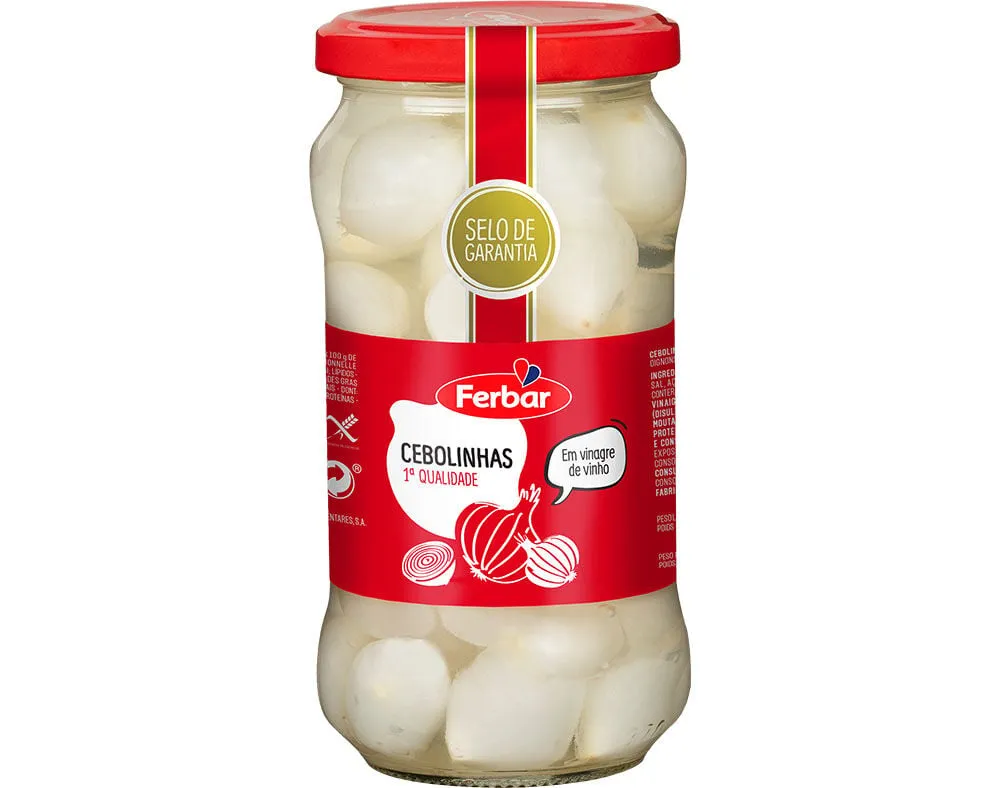 Cebolinhas Ferbar em vinagre frasco 345(180)g