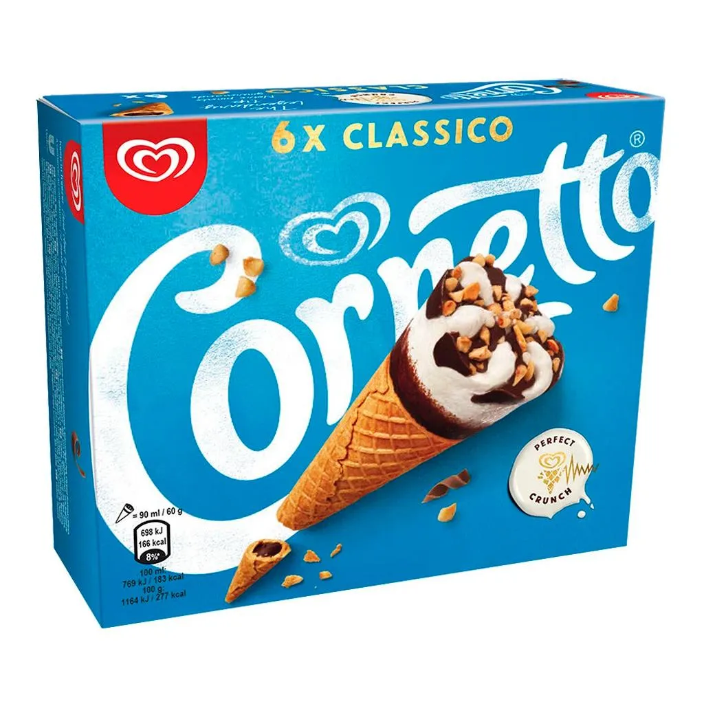 Cornetto clássico, embalagem de 6 x 90 ml