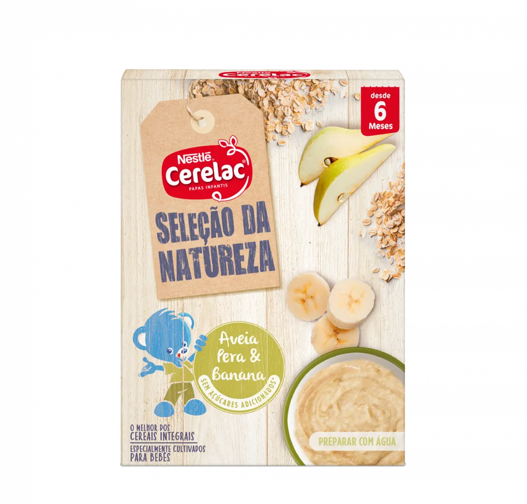 Papa Infantil Farinha Láctea Aveia, Pera e Banana Seleção da Natureza