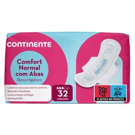 Pensos Higiénicos Comfort Normal com Abas Continente