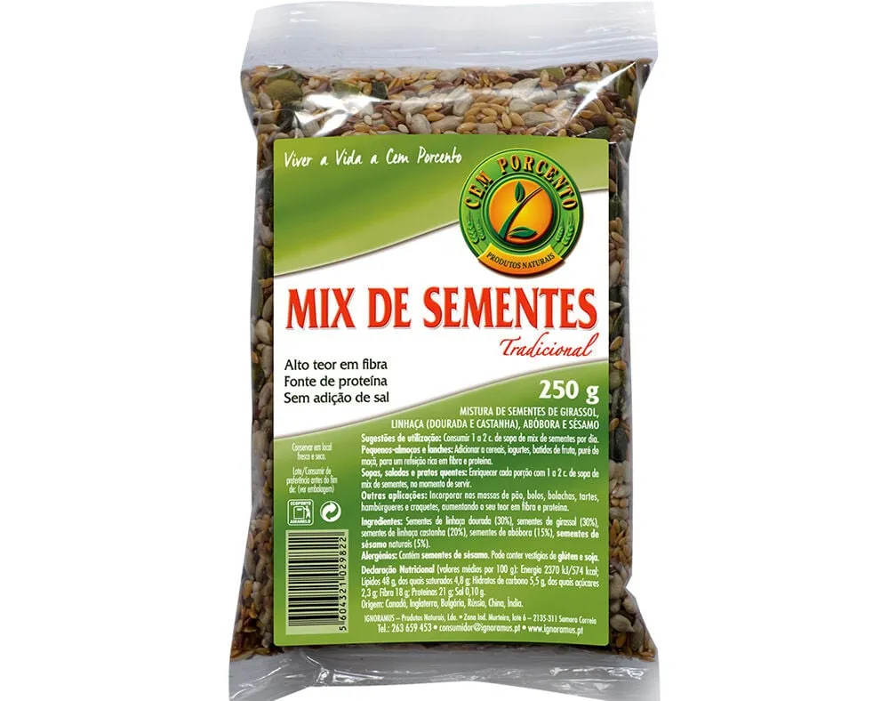 Sementes com porcento mistura para saladas 250 g