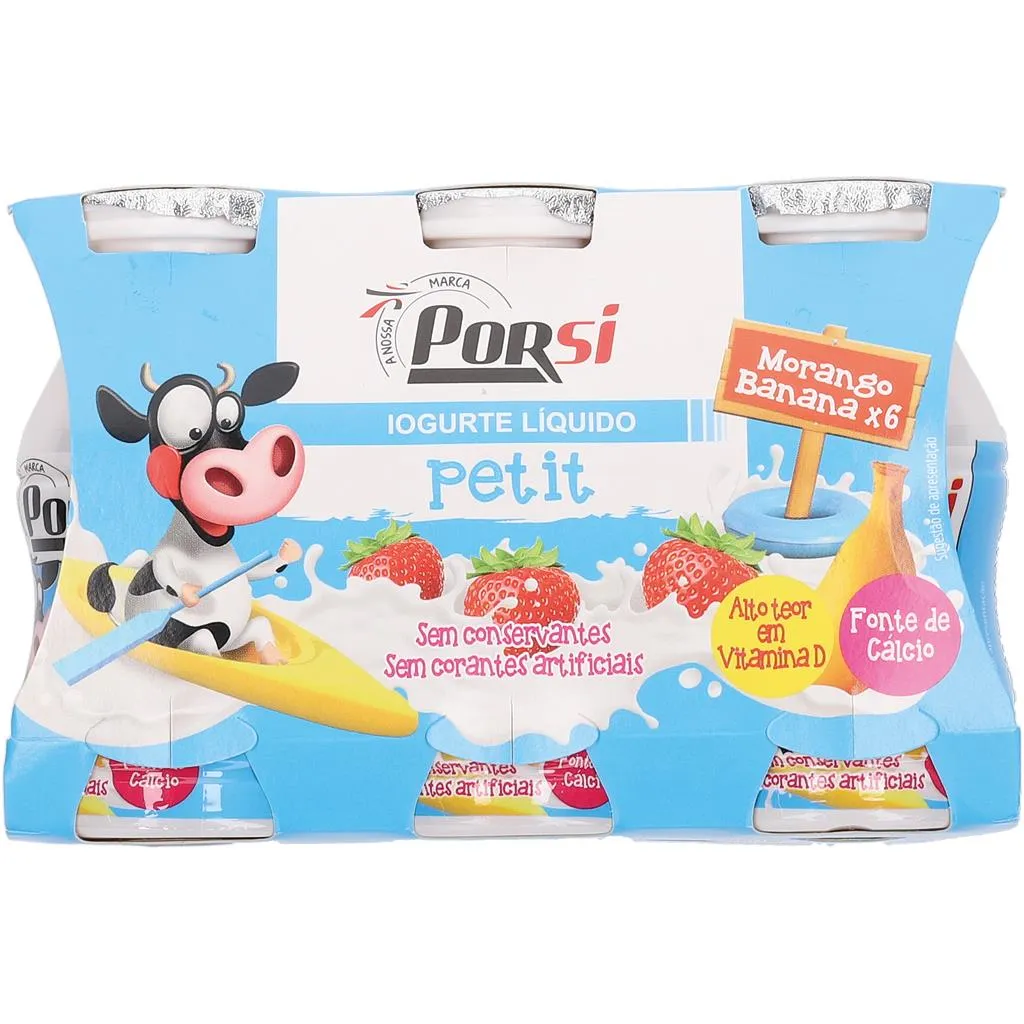 Iogurte Líquido Infantil Morango e Banana 6x100g