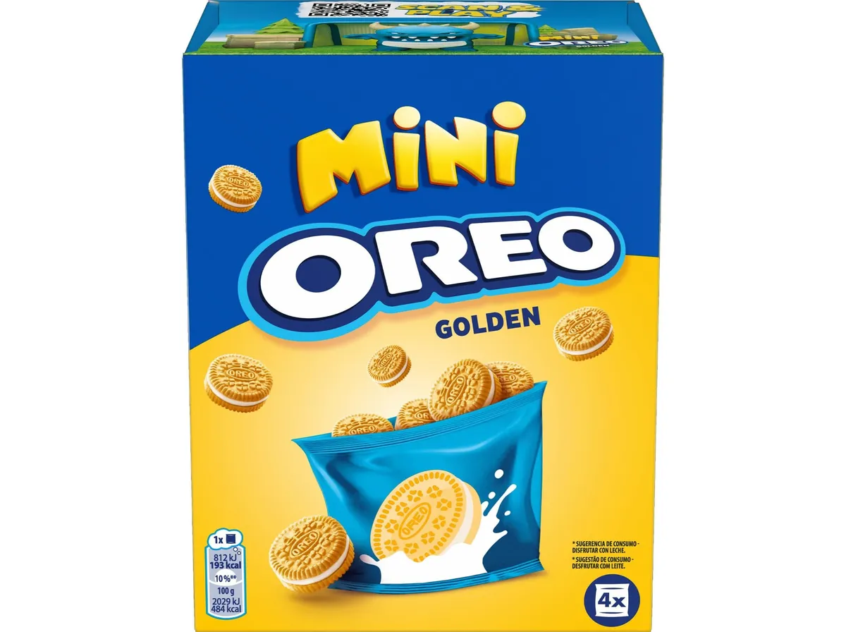 Bolachas OREO recheadas mini golden 160 g
