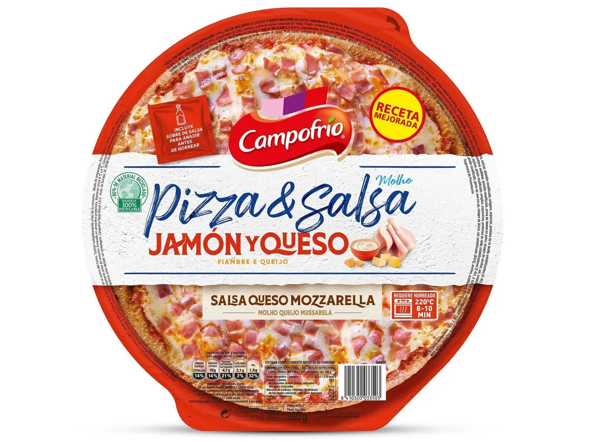 Pizza de fiambre e queijo Campofrio 360 g