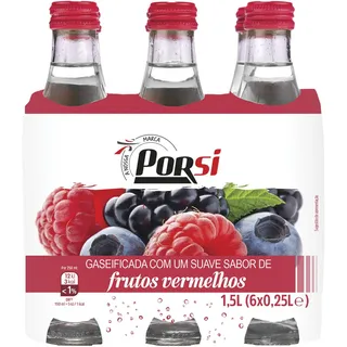Água com Gás Frutos Vermelhos, 6 x 0.25 l PorSi