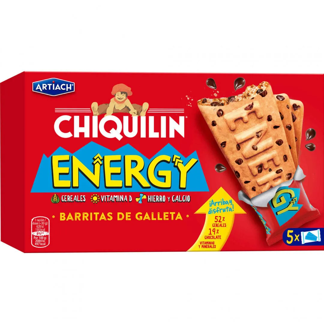 Bolachas com Pepitas de Chocolate Energy Chiquilin Pack 5