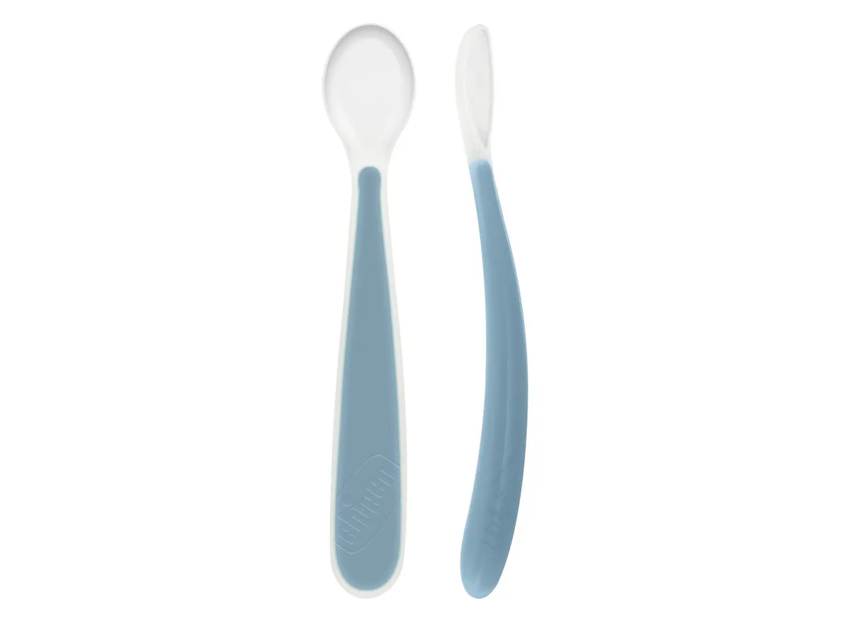 Colher Chicco silicone 6m+ azul 2un