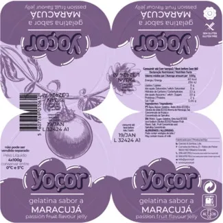 Gelatina de Maracujá Pack 4 embalagem 100 g - Yoçor