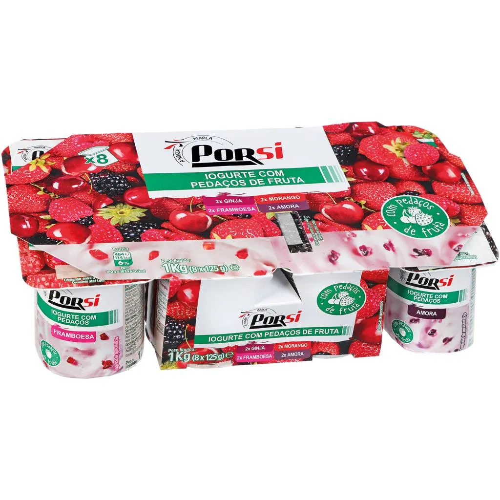 Iogurte Pedaços Frutos Vermelhos 8x125g