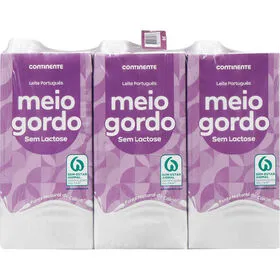 Leite UHT Meio Gordo sem Lactose Continente