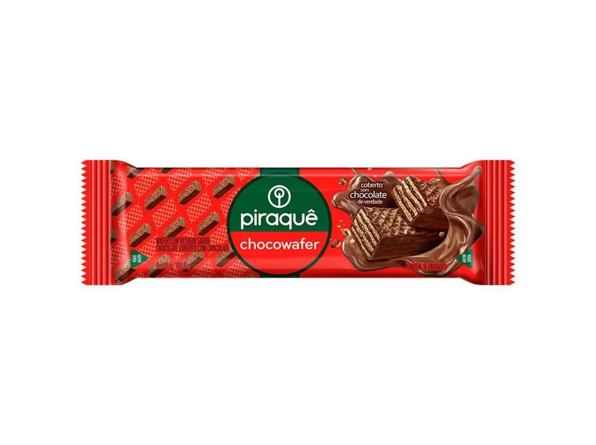 Bolachas waffer Piraquê chocolate 100 g